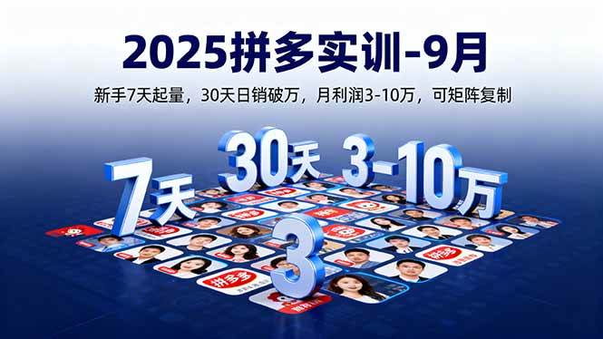 （16008期）2025拼多多实训-9月：新手7天起量,30天日销破万,月利润3-10万,可矩阵复制-驿想项目网