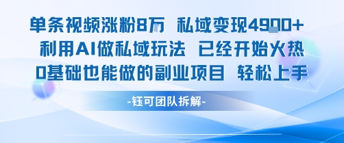 单条视频私域变现4.9k+利用AI做私域玩法 已经开始火热0基础也能做的副业项目轻松上手-驿想项目网