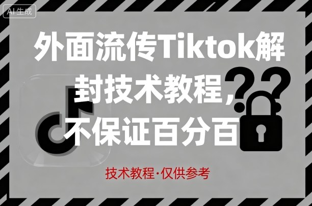 外面流传Tiktok解封技术教程，不保证百分百，具体自测-驿想项目网