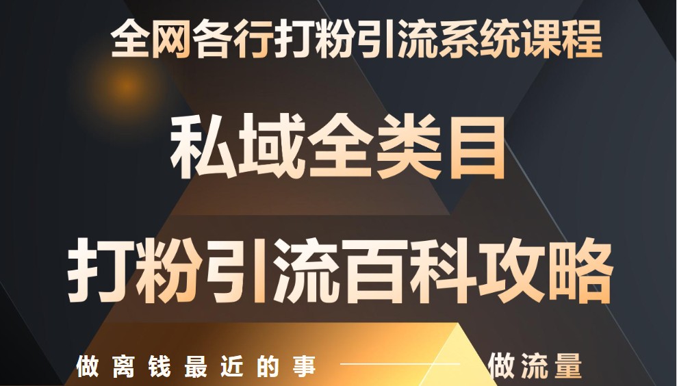 月入9万：全网唯一私域打粉引流神课，零基础手把手带你引流变现-驿想项目网