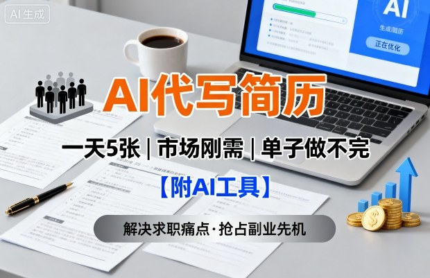 AI代写简历，一天5张，今年找工作难，市场刚需，单子做不完【附AI工具】-驿想项目网
