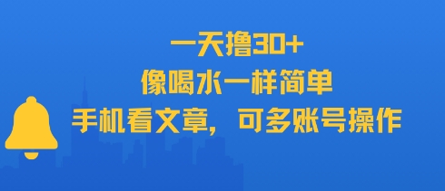 一天撸30+，像喝水一样简单，手机看文章，可多账号操作-驿想项目网