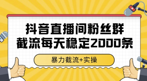 抖音直播间粉丝群截流，稳定采集数据全行业通用 2000条数据一天【揭秘】-驿想项目网
