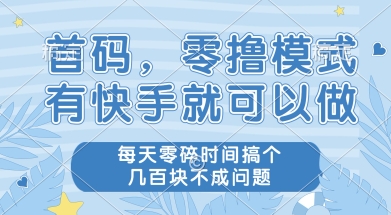 首码零撸项目，有快手就可以做，每天业务时间搞个几张不是问题【揭秘】-驿想项目网