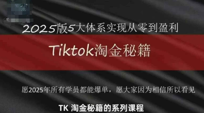 TikTok跨境2025淘金秘籍，​2025TikTok从0到盈利变现-驿想项目网