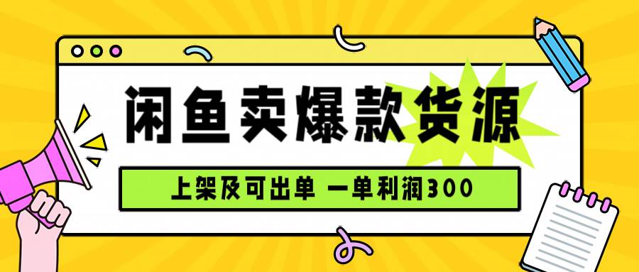 （15977期）闲鱼卖爆款货源，每天利润1000，上架即出单-驿想项目网