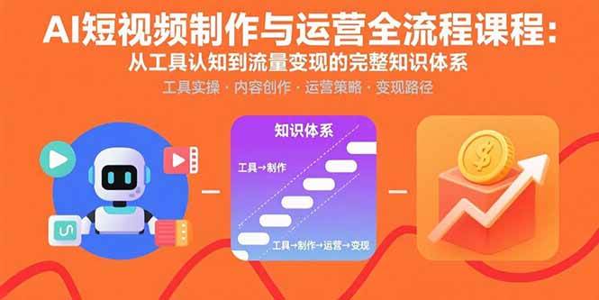 （15863期）AI短视频制作与运营全流程课程：从工具认知到流量变现的完整知识体系-驿想项目网