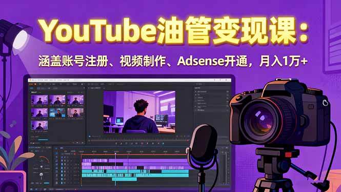 （15987期）2025YouTube油管变现课：涵盖账号注册、视频制作、Adsense开通，月入1万+-驿想项目网