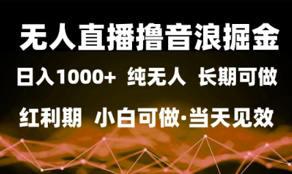 无人直播撸音浪掘金，日入1k+，纯无人红利期，小白可做，当天见效【揭秘】-驿想项目网