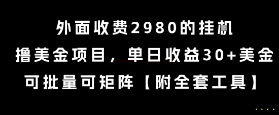 外面收费2980的挂G撸美金项目，单日收益30+美金，可批量可矩阵【揭秘】-驿想项目网