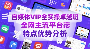 自媒体VIP全实操卓越班，全网主流平台特点优势分析-驿想项目网