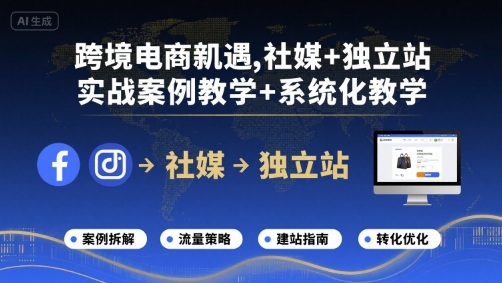 跨境电商新机遇，社媒+独立站，实战案例教学+系统化教学-驿想项目网