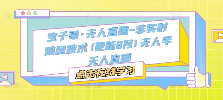 宝子哥·无人直播-非实时防风技术(更新25年5月)无人半无人直播-驿想项目网