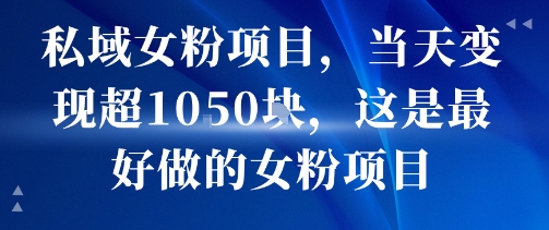 私域女粉项目，当天变现超1k，这是最好做的女粉项目，可放大操作-驿想项目网