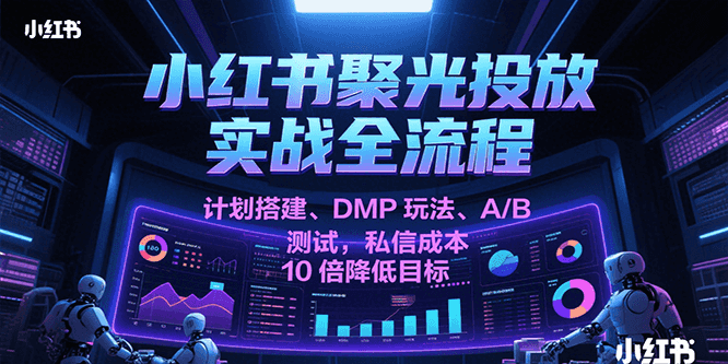 小红书聚光投放实战全流程，计划搭建、DMP玩法、A/B测试，私信成本10倍降低目标-驿想项目网