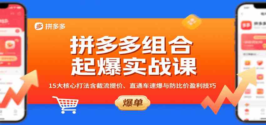 拼多多组合起爆实战课：15大核心打法含截流提价、直通车速爆与防比价盈利技巧-驿想项目网