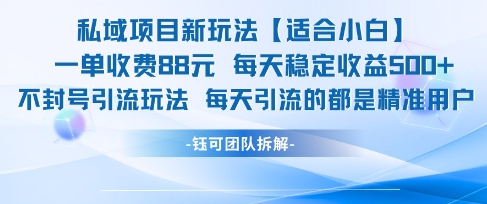 私域项目新玩法【适合小白】 一单收费88.每天稳定收益几张-驿想项目网