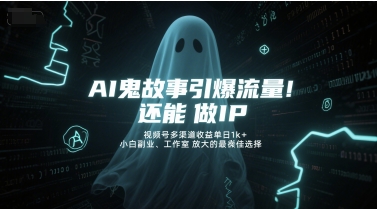 AI鬼故事引爆流量，还能做IP，视频号多渠道收益单日1k+，小白副业、工作室放大的最佳选择-驿想项目网