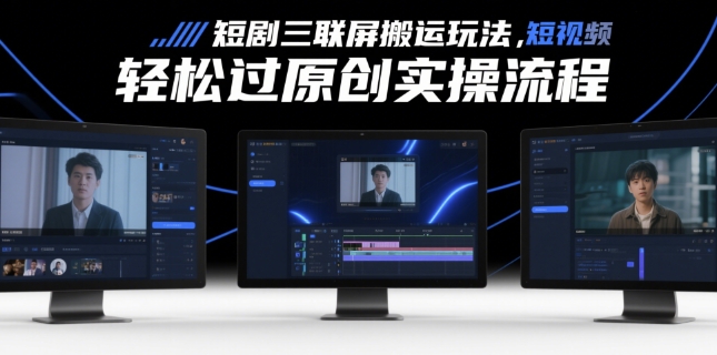短剧三联屏搬运玩法，短剧搬运轻松过原创实操流程-驿想项目网