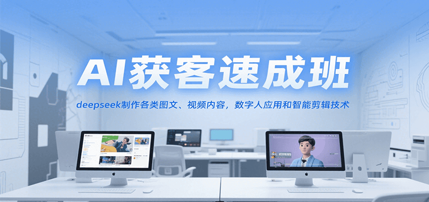 AI获客速成班，deepseek制作各类图文、视频内容，数字人应用和智能剪辑技术-驿想项目网