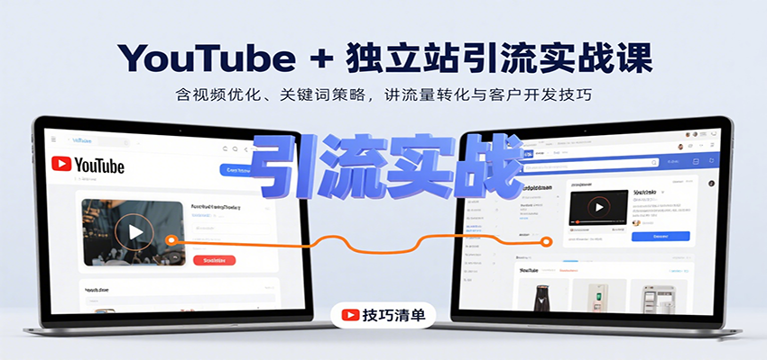 YouTube+独立站引流实战课：含视频优化、关键词策略，讲流量转化与客户开发技巧-驿想项目网