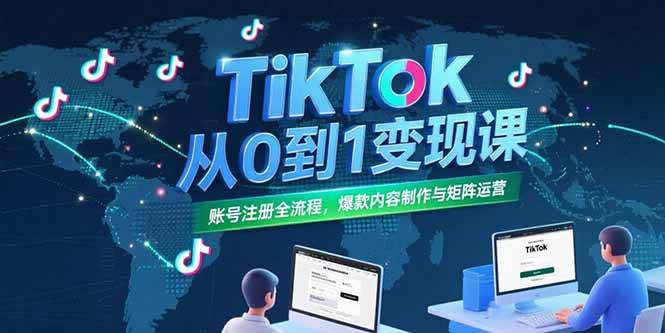 （15346期）TikTok从0到1变现课，账号注册全流程，爆款内容制作与矩阵运营-驿想项目网