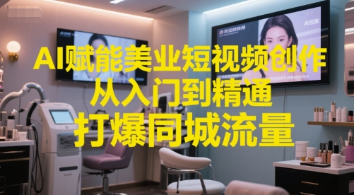 AI赋能美业短视频创作，从入门到精通，打爆同城流量，超级AI工具短视频实操落地-驿想项目网