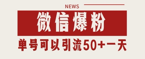 微信爆粉，私域暴力引流打法日引千粉 单号日进50+【揭秘】-驿想项目网