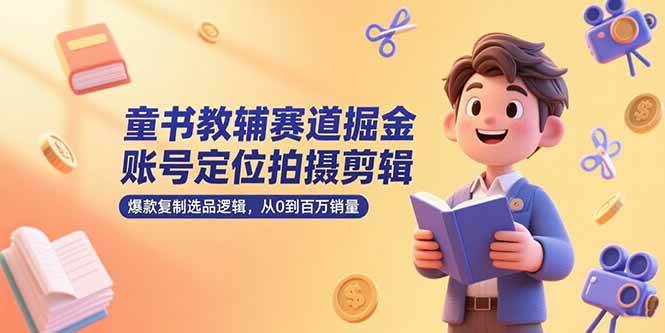 （15326期）童书教辅赛道掘金，账号定位拍摄剪辑，爆款复制选品逻辑，从0到百万销量-驿想项目网