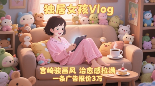 单个账号涨粉71W！用AI制作独居女孩Vlog，宫崎骏画风，治愈感拉满，一条广告报价3W-驿想项目网