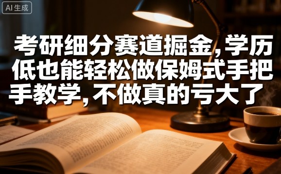 考研细分赛道掘金，日入1k+，学历低也能轻松做保姆式手把手教学，不做真的亏大了【揭秘】-驿想项目网