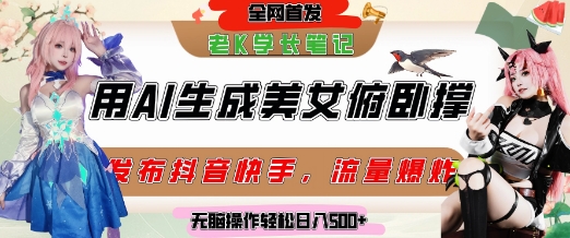 巧用AI让美女做俯卧撑，发布社交平台轻松涨粉变现，流量爆炸，挂抖音橱窗卖货，轻松实现日收入5张-驿想项目网