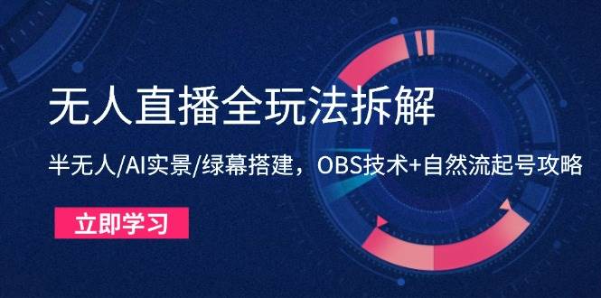 （14684期）无人直播全玩法拆解：半无人/AI实景/绿幕搭建，OBS技术+自然流起号攻略-驿想项目网