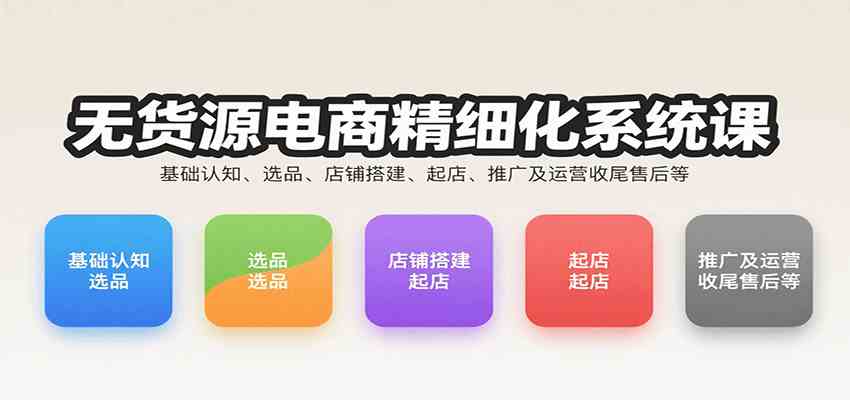 无货源电商精细化系统课：基础认知、选品、店铺搭建、起店、推广及运营收尾售后等-驿想项目网
