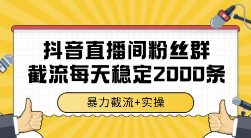 抖音直播间粉丝群暴力截流，一台电脑每天稳定2000条数据，暴力截流+实操 【揭秘】-驿想项目网