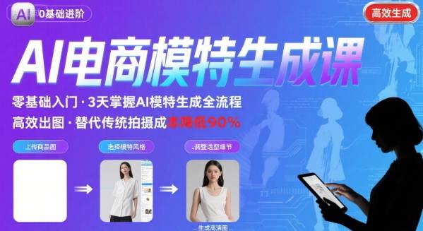 AI模特进阶课程，0基础高效生成逼真电商模特图-驿想项目网