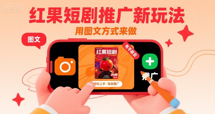 红果短剧推广新玩法，用图文方式来做，有手就会-驿想项目网