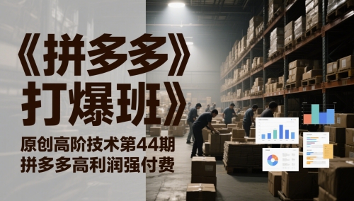 《拼多多打爆班》原创高阶技术第44期，拼多多高利润强付费-驿想项目网