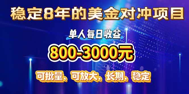 （15782期）稳定8年的美金对冲创业项目，单人每日收益800-3000，小众暴力项目-驿想项目网