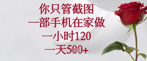 你只管截图，一部手机在家可以做，一小时120.一天5张+【揭秘】-驿想项目网