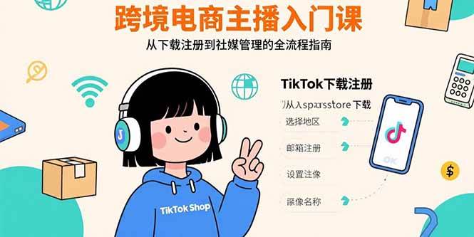 （15708期）跨境电商主播入门课，TikTok下载注册，支付工具配置，社媒账号管理全流程-驿想项目网