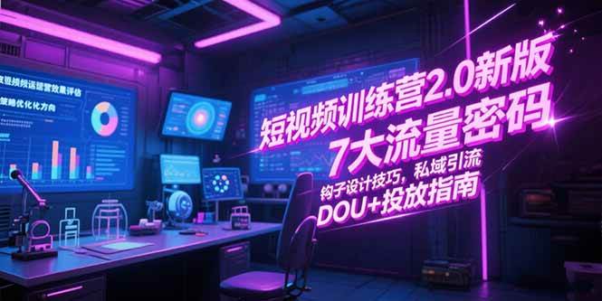 （15255期）短视频训练营2.0新版，7大流量密码/钩子设计技巧/私域引流/DOU+投放指南-驿想项目网