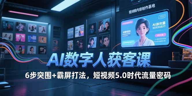 （15247期）AI数字人获客课，6步突围+霸屏打法，短视频5.0时代流量密码-驿想项目网