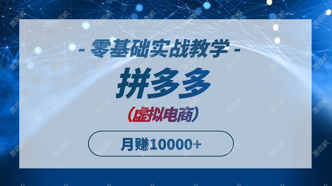 （14880期）拼多多虚拟电商，零基础实战教学，快速打爆商品，新手也能月入10000+-驿想项目网