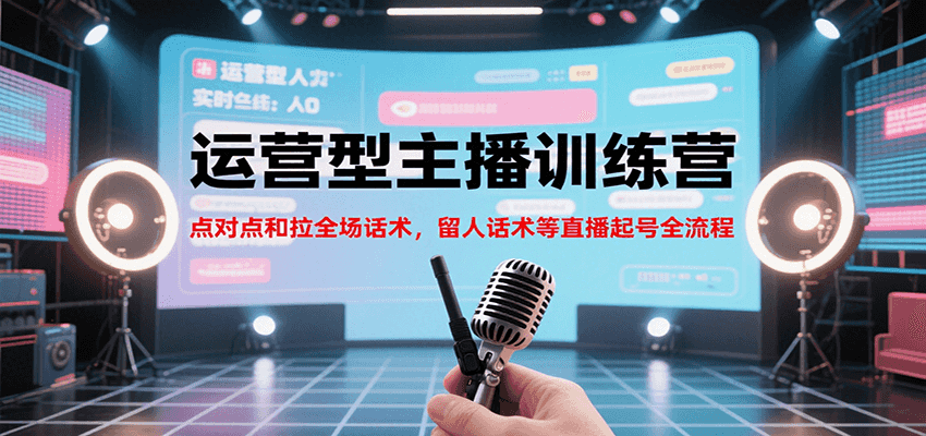 运营型主播训练营，点对点和拉全场话术，留人话术等直播起号全流程（更新7月）-驿想项目网