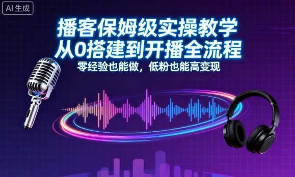 播客保姆级实操教学，从0搭建到开播全流程，零经验也能做，低粉也能高变现-驿想项目网