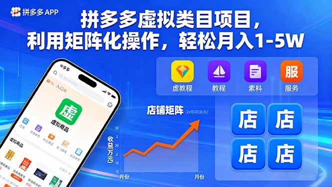 （16025期）拼多多虚拟类目项目，利用矩阵化操作，轻松月入1-5W-驿想项目网