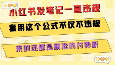 小红书发笔记一直违规，套用这个公式不仅不违规，来的还都是精准的付费粉-驿想项目网