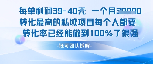 每单利润40一个月7k+转化最高的私域项目，每个人都要的产品转化率已经能做到100%-驿想项目网