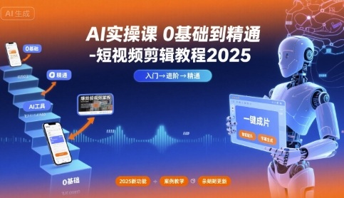 AI实操课0基础到精通-短视频剪辑教程2025-驿想项目网